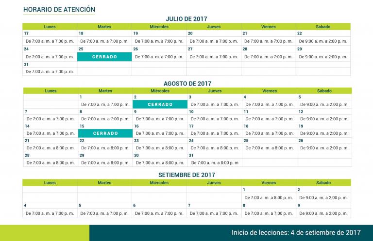 Horarios atención IIC-2017